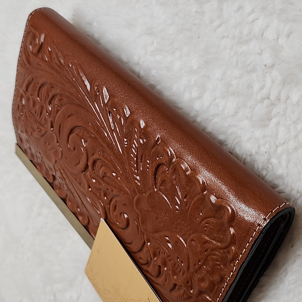 NWT Patricia Nash Cauchy Tooed Leather Frame Wallet Tan  Florence color pattern - Picture 11 of 16